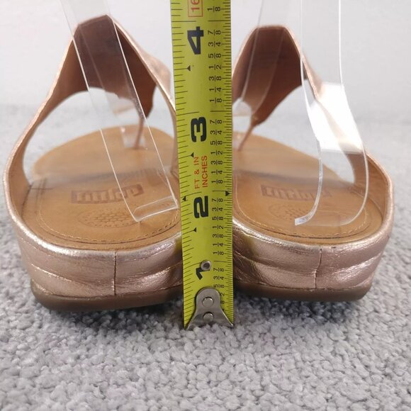 Fitflop Banda Sandal Womens 10 Thong Wedge Leather Comfort Slip On Shoes Pink - Picture 5 of 8